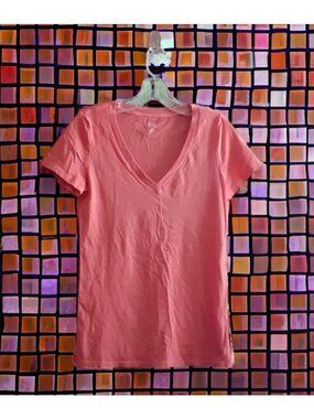 GAP Top Blouse V-Neck Short Sleeves Orange Vintage Wash 14 Fall Halloween